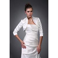 Beautiful 3/ 4-Length Sleeves Satin Bridal Evening Jacket/ Wedding Wrap Bolero Shrug