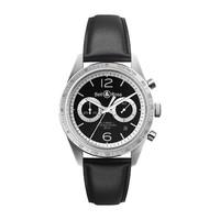 Bell & Ross Vintage automatic chronograph men\'s black Leather strap watch