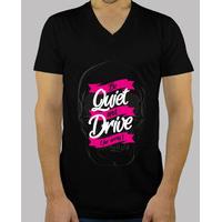 be quiet and drive black v-neck shirt man