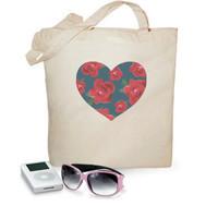 beach bag vintage heart of roses