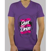 be quiet and drive man tshirt purple v-neck