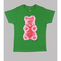 bear big red. child green shirt