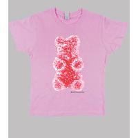 bear big red. child pink shirt