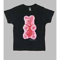 bear big red. child black colored shirt