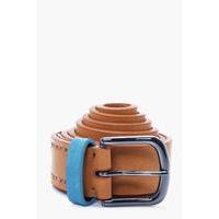 Belt With Contrast Keeper - tan