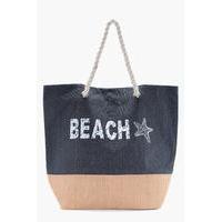 beach slogan beach bag blue