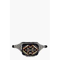 Beaded Pocket Aztec Bumbag - black