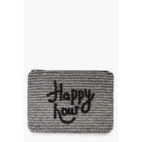 Beaded Slogan Clutch Bag - silver