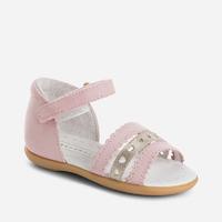 Beby girl leather sandals with fretwork Mayoral