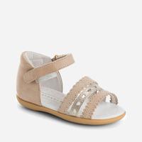 Beby girl leather sandals with fretwork Mayoral