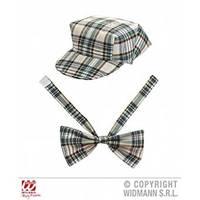 Beige Tartan Hat & Bow Tie