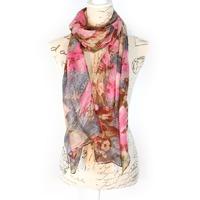 Bella Mia Floral Bundle Silhouette Print Scarf - Grey / Pink