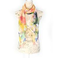 Bella Mia Soft Painting Floral Print Scarf - Pink/ Yellow