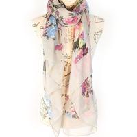 bella mia vintage floral print scarf grey