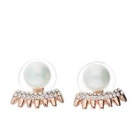 Bella Mia Rose Gold Pearl and Crystal Spike Earring Cuffs