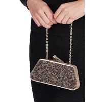 Beads Embellished Box Clutch - Brown