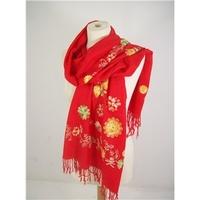 Beautiful Red Silk and Cashmere Scarf