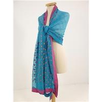 Beautiful Odnie Dupatta Cerulean Blue and Pink Polka Dot Scarf