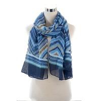 bella mia gradual colour zigzags squares print scarf blue