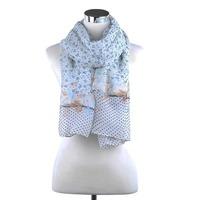 bella mia all over mini floral print scarf blue