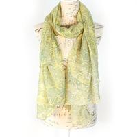 bella mia flowery lace print scarf yellow green