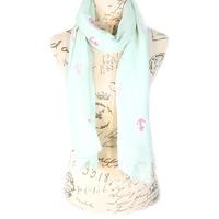 Bella Mia Embossed Anchor Print Frayed Scarf - Green