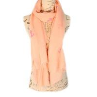 Bella Mia Embossed Anchor Print Frayed Scarf - Peach