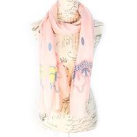 Bella Mia Embossed Colourful Boarder Scarf - Pale Pink