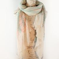 Bella Mia Stripe and Circles Coral and Mint Scarf