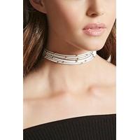 beaded faux leather choker