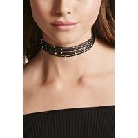 beaded faux leather choker