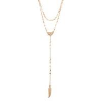 Beaded Feather Layered Necklace