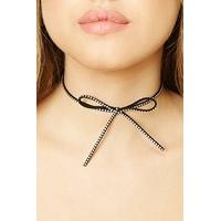 Beaded Faux Suede Bow Choker