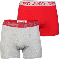 Berriman (2 Pack) Boxer Shorts Set in Red / Grey Marl - Tokyo Laundry