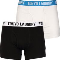 Berriman (2 Pack) Boxer Shorts Set in White / Black - Tokyo Laundry