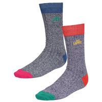 Bective Ribbed Socks in Eclipse Blue / Washed Prune - Tokyo Laundry (2 Pack)