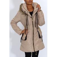 Beige Padded Parker Coat