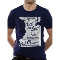 Better Call Saul - Outline Unisex Blue T-Shirt Small