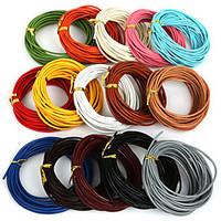 Beadia 5 Mts 2mm Round Leather Cord Wire String (15 Colors)