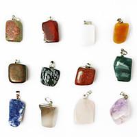 Beadia 24pcs Mixed Color Natural Gemstone Charm Pendant Beads Assorted Irregular Shape Stone Fit Pendant Necklaces