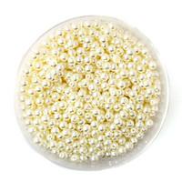Beadia 58g(Approx 2000Pcs) 4mm Round ABS Pearl Beads Ivory Color Plastic Beads