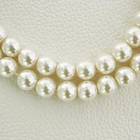Beadia 2 Str(approx 230pcs) Glass Beads 8mm Round Imitation Pearl Beads Ivory Color DIY Spacer Loose Beads