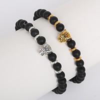 beadia 1pc 8mm black glass bead strand bracelet buddha leopard bracele ...