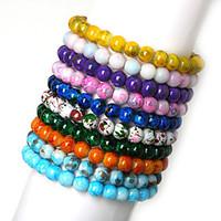 Beadia 1Pc 8mm Glass Bead Strand Bracelets(10 Colors)