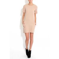 Beige Structured Pocket Dress