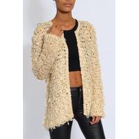 Beige Loop Knit Cardigan