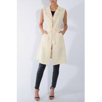 Beige Sleeveless Trench Coat