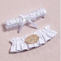 Beverly Clark\'s Luxe Bridal Garter Set - White
