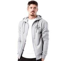 beck and hersey mens plaza zip thru hoody light grey marl