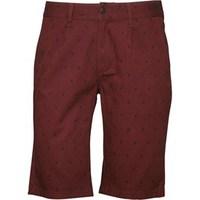 Bellfield Mens Printed Chino Shorts Wine